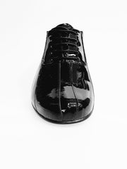 Carica immagine nella Galleria, Scarpa da uomo Wish Dance Andrey 005V Oxford in vernice nera con inserto in vernice nera, chiusura stringata elegante.