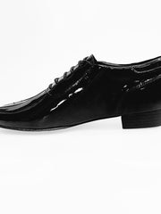 Carica immagine nella Galleria, Scarpa da uomo Wish Dance Andrey (005V) in vernice nera con chiusura stringata e inserto in vernice nera, stile Oxford elegante
