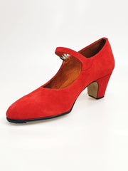 Carica immagine nella Galleria, Carmen (B) - Scarpa Decoltè Da Flamenco in Camoscio Rosso con Chiodi Ribattuti a Mano