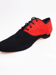 Carica immagine nella Galleria, Esteban (MS07) KIMA - Stringata da Uomo chiusura Mod. Oxford in Camoscio Nero e Camoscio rosso Ricamo Kima Nero Forma Tonda