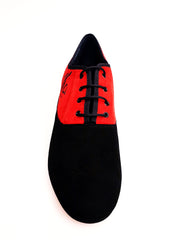 Carica immagine nella Galleria, Esteban (MS07) KIMA - Stringata da Uomo chiusura Mod. Oxford in Camoscio Nero e Camoscio rosso Ricamo Kima Nero Forma Tonda