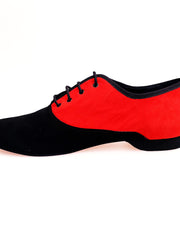 Carica immagine nella Galleria, Esteban (MS07) KIMA - Stringata da Uomo chiusura Mod. Oxford in Camoscio Nero e Camoscio rosso Ricamo Kima Nero Forma Tonda