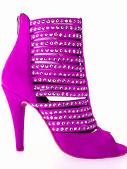 Load image into Gallery viewer, Elizabeth Plus - Sandalo da Donna a Tronchetto in Camoscio Fuxia e Swarovski Boreali