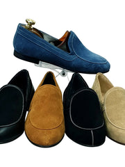 Carica immagine nella Galleria, ROMEO (800K) - Mocassino Camoscio Marrone Cammello cuciture cammello foderato in pelle marrone scuro
