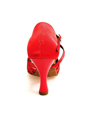 Load image into Gallery viewer, Fabiana (205/7) - Seven Bands Red Silk Satin Basic Dance Shoe with Red Enamel Spool Heel