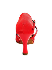 Carica immagine nella Galleria, Fabiana (205/7) - Scarpa da Ballo Basica da Donna Raso Seta Rosso Sette Fascette con Tacco a Rocchetto Smaltato Rosso