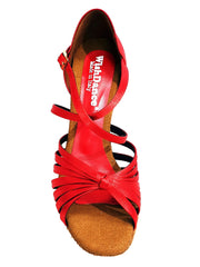 Carica immagine nella Galleria, Fabiana (205/7) - Scarpa da Ballo Basica da Donna Raso Seta Rosso Sette Fascette con Tacco a Rocchetto Smaltato Rosso