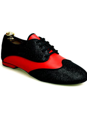 Carica immagine nella Galleria, Billie Diablo - Scarpa Jazz Plus avanti e Sottolacci Glitter nero restante Pelle Rossa