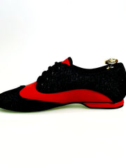 Carica immagine nella Galleria, Billie Diablo - Scarpa Jazz Plus avanti e Sottolacci Glitter nero restante Pelle Rossa