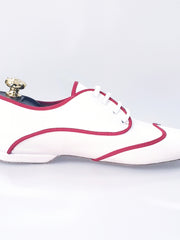 Carica immagine nella Galleria, Billie Caribe - Scarpa Jazz Plus in Pelle Bianca Profilo Rosso