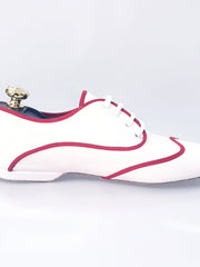 Carica immagine nella Galleria, Billie Caribe - Scarpa Jazz Plus in Pelle Bianca Profilo Rosso Wish Dance Shop