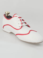 Carica immagine nella Galleria, Billie Caribe - Scarpa Jazz Plus in Pelle Bianca Profilo Rosso Wish Dance Shop