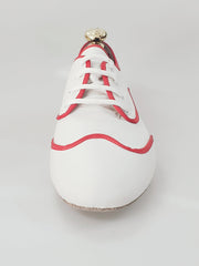 Carica immagine nella Galleria, Billie Caribe - Scarpa Jazz Plus in Pelle Bianca Profilo Rosso Wish Dance Shop