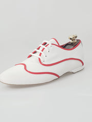 Carica immagine nella Galleria, Billie Caribe - Scarpa Jazz Plus in Pelle Bianca Profilo Rosso Wish Dance Shop