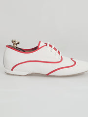 Carica immagine nella Galleria, Billie Caribe - Scarpa Jazz Plus in Pelle Bianca Profilo Rosso