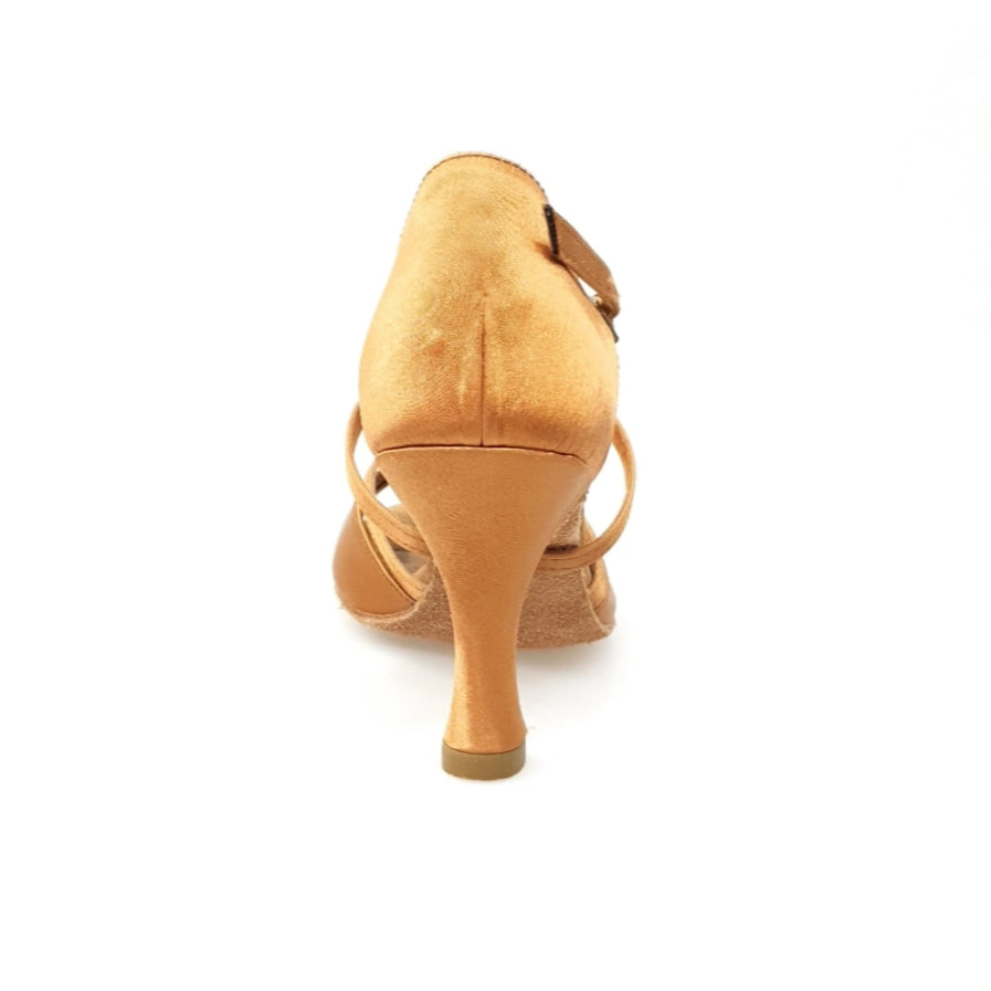 Scarpa donna Zaira (544) in raso seta bronzo con anello Swarovski, stile elegante e semplice, vista frontale in dettaglio
