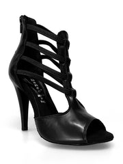 Load image into Gallery viewer, Lilith Zip (460ZIP) - Sandalo da Donna in Pelle Nera con Zip sul Tallone Elastici Neri