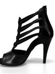 Carica immagine nella Galleria, Lilith Zip (460ZIP) - Sandalo da Donna in Pelle Nera con Zip sul Tallone Elastici Neri Wish Dance Shop