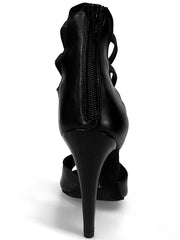Carica immagine nella Galleria, Lilith Zip (460ZIP) - Sandalo da Donna in Pelle Nera con Zip sul Tallone Elastici Neri Wish Dance Shop
