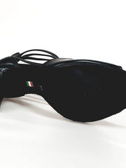 Carica immagine nella Galleria, Lilith Zip (460ZIP) - Sandalo da Donna in Pelle Nera con Zip sul Tallone Elastici Neri Wish Dance Shop