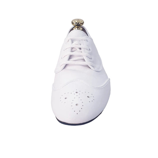 Scarpa Jazz Plus in Pelle Bianca Profilo Bianco Billie Pearl White Wish Dance, vista laterale