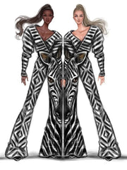 Carica immagine nella Galleria, Lilith Zip Zebra (460ZIP) - Sandalo da Donna in Camoscio Nero con Tallone e Tacco in Raso Zebrato Wish Dance Shop