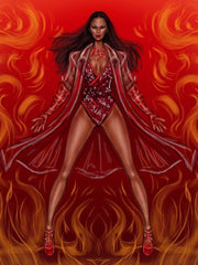 Carica immagine nella Galleria, Diabla Oro (460PW) - Sandalo da Donna in Camoscio Rosso con Elastici Oro e Tacco a spillo laminato Oro Wish Dance Shop