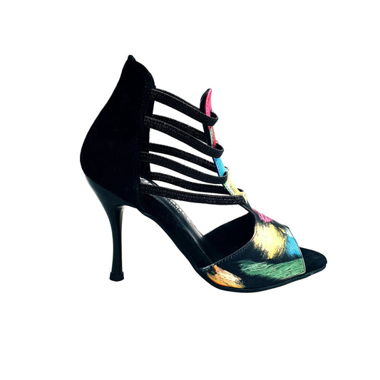 Sandalo da Donna in Tessuto Picasso Nero Iris Fantasy Black Wish Dance, vista laterale