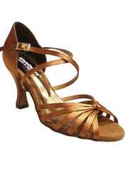 Carica immagine nella Galleria, Fabiana (205/6) - Scarpa da Ballo Basica da Donna con Nodino in Raso Seta Bronzo con Tacco a Rocchetto Wishdance