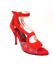 Carica immagine nella Galleria, Angela - Sandalo da Donna in Camoscio Rosso con Parti in Plexiglass Wish Dance Shop