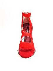 Load image into Gallery viewer, Angela - Woman's Sandal in Red Suede with Plexiglass Parts