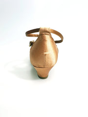 Carica immagine nella Galleria, Annette QB (28QB) - Scarpa da Ballo Basica da Bambina in raso bronzo Nodino con 6 fascette e cinturino doppio sulla caviglia