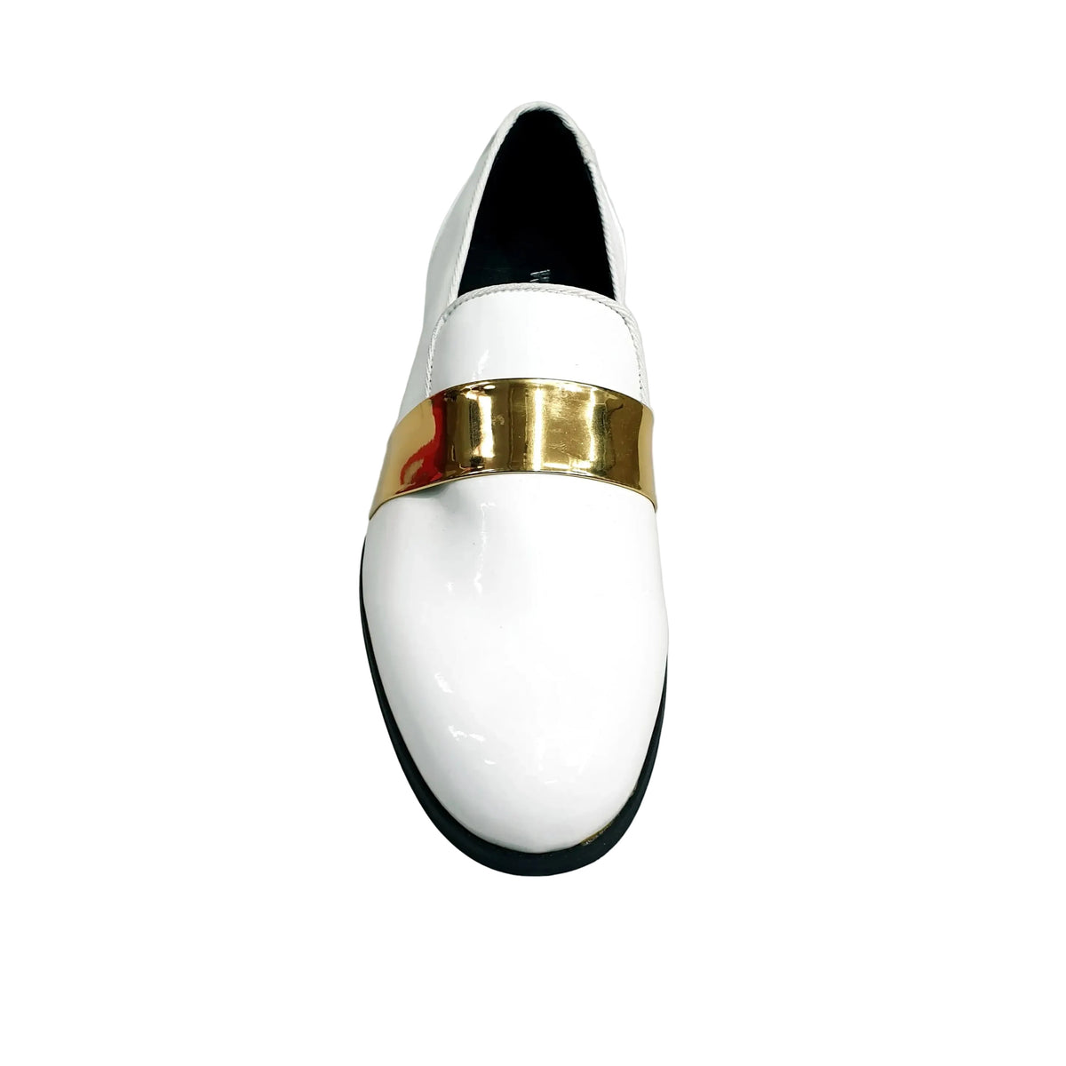 Mocassino in Vernice Bianca Wish Dance, oro, vista dall'alto