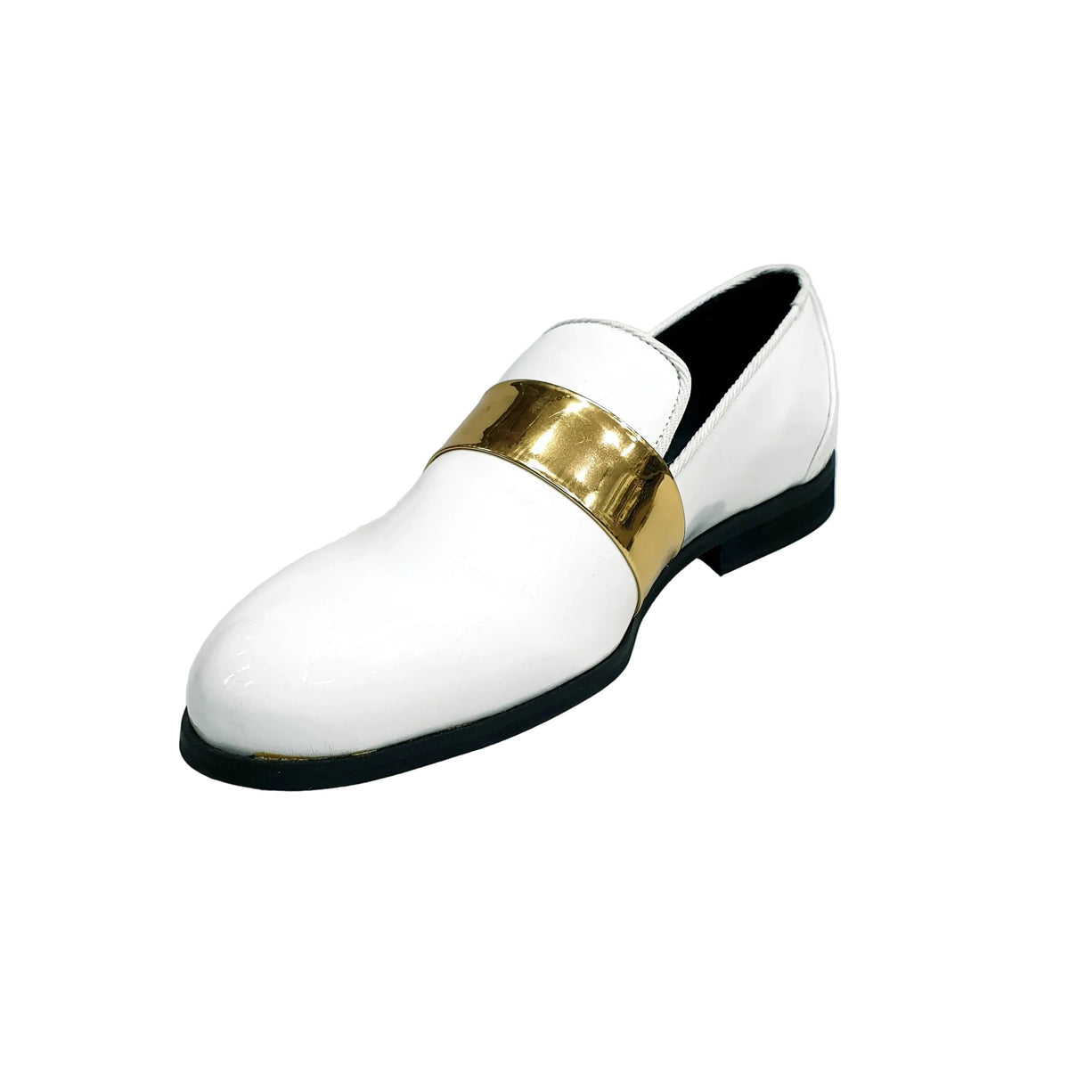 Mocassino in Vernice Bianca Wish Dance, oro, vista posteriore