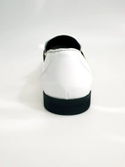 Carica immagine nella Galleria, Jackson (PJ) - Mocassino in Vernice Bianca e Fascia Oro Foderato in Vera Pelle Italiana Wish Dance Shop