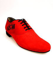 Carica immagine nella Galleria, Milano (MS07) KIZMI - Stringata da Uomo chiusura Mod. Oxford in Camoscio Rosso e Profilo Nero ricamo Kizmi nero Forma Tonda