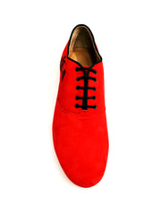 Carica immagine nella Galleria, Milano (MS07) KIZMI - Stringata da Uomo chiusura Mod. Oxford in Camoscio Rosso e Profilo Nero ricamo Kizmi nero Forma Tonda