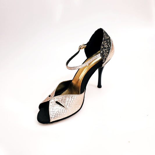 Sandalo da donna Marisa (588) in lurex pitone Kate Brown con cinturino, scarpa di moda in stile elegante e alla moda.