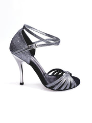 Carica immagine nella Galleria, Pepa (210/6) - Scarpa da Ballo Basica da Donna in Glitter Carbon con 6 Fascette e Tacco Spillo Wishdance