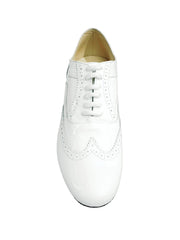 Load image into Gallery viewer, Adone (MS14) - Lace-up Dovetail Mod. Oxford Brogue Shoe in White Patent Leather Round Shape