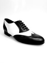 Carica immagine nella Galleria, COTISO (108N) - Stringata a Coda di Rondine Mod. Oxford in Pelle Nera e Pelle Bianca