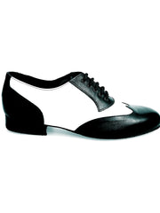 Carica immagine nella Galleria, COTISO (108N) - Stringata a Coda di Rondine Mod. Oxford in Pelle Nera e Pelle Bianca