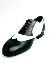 Carica immagine nella Galleria, COTISO (108N) - Stringata a Coda di Rondine Mod. Oxford in Pelle Nera e Pelle Bianca