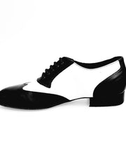 Carica immagine nella Galleria, COTISO (108N) - Stringata a Coda di Rondine Mod. Oxford in Pelle Nera e Pelle Bianca