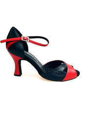 Carica immagine nella Galleria, Ely QA (32QA) - Scarpa da Donna in Pelle Rossa e Pelle Nera con Tacco Rocchetto Wish Dance Shop