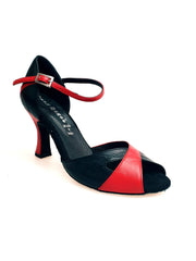 Carica immagine nella Galleria, Ely QA (32QA) - Scarpa da Donna in Pelle Rossa e Pelle Nera con Tacco Rocchetto Wish Dance Shop