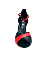 Carica immagine nella Galleria, Ely QA (32QA) - Scarpa da Donna in Pelle Rossa e Pelle Nera con Tacco Rocchetto Wish Dance Shop