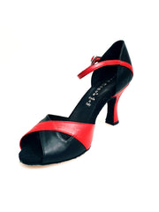 Carica immagine nella Galleria, Ely QA (32QA) - Scarpa da Donna in Pelle Rossa e Pelle Nera con Tacco Rocchetto Wish Dance Shop