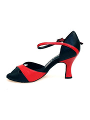 Carica immagine nella Galleria, Ely QA (32QA) - Scarpa da Donna in Pelle Rossa e Pelle Nera con Tacco Rocchetto Wish Dance Shop