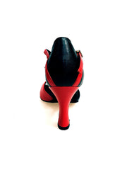 Carica immagine nella Galleria, Ely QA (32QA) - Scarpa da Donna in Pelle Rossa e Pelle Nera con Tacco Rocchetto Wish Dance Shop